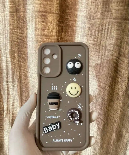 Bumper Case for Samsung Galaxy M56 | Cute Fun Cartoon 3D Bear Silicone Full Body Protection Back Cover (Brown)