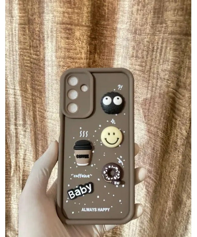 Bumper Case for Samsung Galaxy M56 | Cute Fun Cartoon 3D Bear Silicone Full Body Protection Back Cover (Brown)