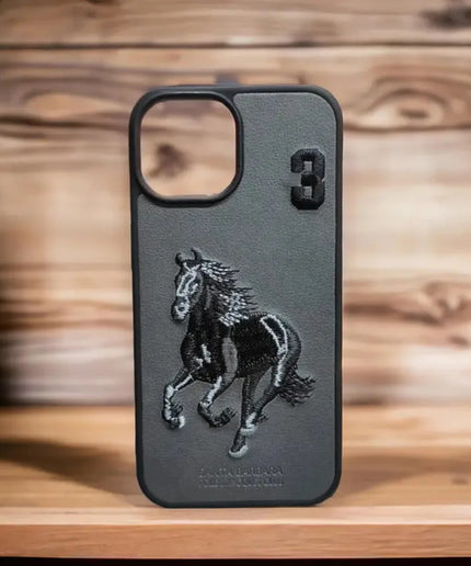 Oppo k12 x Case, Boris Series of Horse Embroidery Designed Shockproof Protective Phone Case for  Oppo k12 x  - Black/Grey