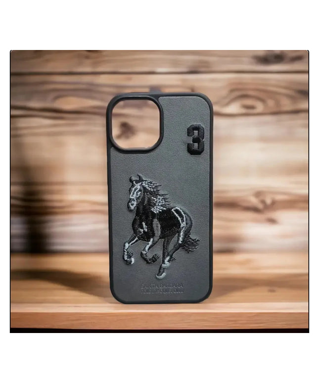 Oppo k12 x Case, Boris Series of Horse Embroidery Designed Shockproof Protective Phone Case for  Oppo k12 x  - Black/Grey