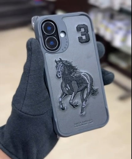 Redmi Y2 Case, Boris Series of Horse Embroidery Designed Shockproof Protective Phone Case for Redmi Y2 - Black/Grey