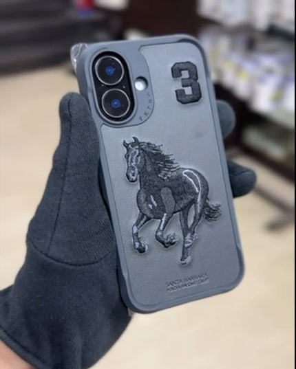 Redmi Y2 Case, Boris Series of Horse Embroidery Designed Shockproof Protective Phone Case for Redmi Y2 - Black/Grey