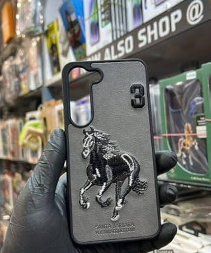 One plus nord 2 Case, Boris Series of Horse Embroidery Designed Shockproof Protective Phone Case for One plus nord 2 - Black/Grey (Copy)