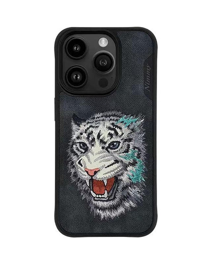 Nimmy 3D Embroided Leather Tiger Back Case for iPhone