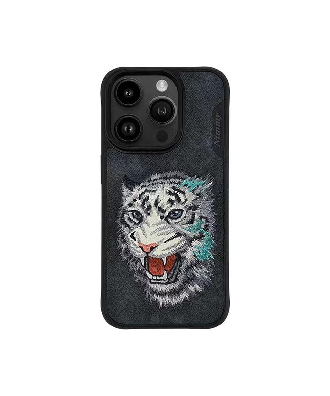 Nimmy 3D Embroided Leather Tiger Back Case for iPhone