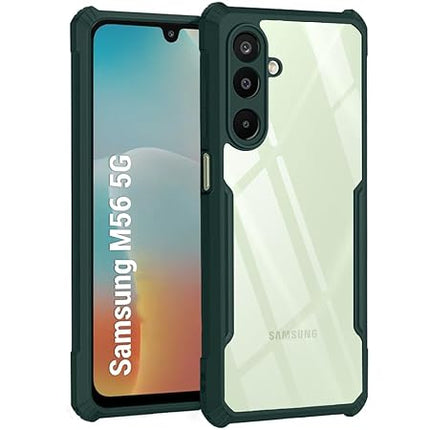 Shockproof Crystal Clear Back Cover Case for Samsung Galaxy M56 5G | 360 Degree Protection | Protective Design | Transparent Back Cover Case for Samsung M56 5G (PC & TPU, Black Bumper)