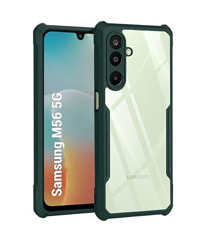 Shockproof Crystal Clear Back Cover Case for Samsung Galaxy M56 5G | 360 Degree Protection | Protective Design | Transparent Back Cover Case for Samsung M56 5G (PC & TPU, Black Bumper)
