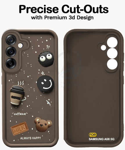 Back Case Cover for Samsung M56 5G | Cute Fun Cartoon 3D Ball | Coffee Silicone Case | Full Body Protection | Camera Protection Back Cover for Samsung M56 5G (Brown)