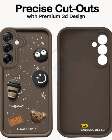 Back Case Cover for Samsung M56 5G | Cute Fun Cartoon 3D Ball | Coffee Silicone Case | Full Body Protection | Camera Protection Back Cover for Samsung M56 5G (Brown)