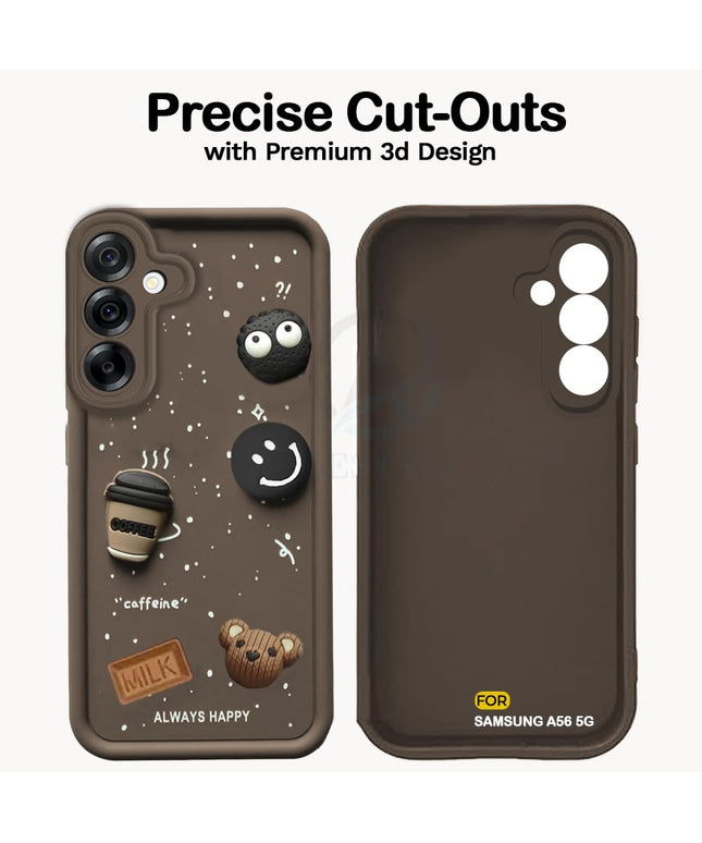 Back Case Cover for Samsung M56 5G | Cute Fun Cartoon 3D Ball | Coffee Silicone Case | Full Body Protection | Camera Protection Back Cover for Samsung M56 5G (Brown)