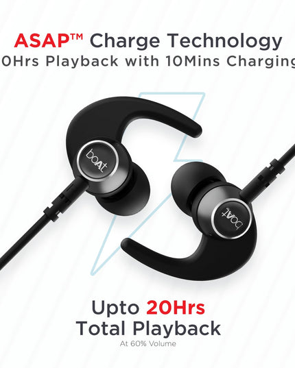 boAt Rockerz 235 Pro Wireless Bluetooth Neckband Earphone, Upto 20 hrs of Playtime, Beast Mode, Low Latency, IPX5 Water & Sweat Resistance, ENx Technology, Bluetooth v5.2(Active Black)