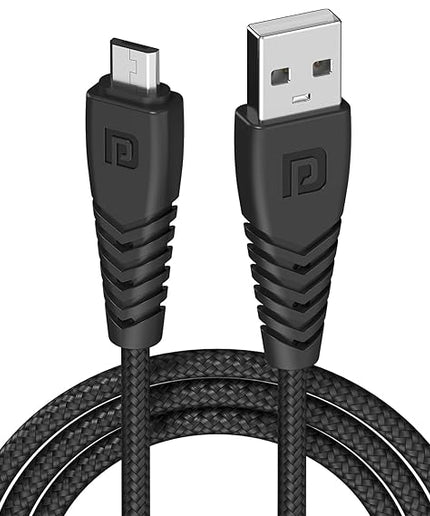 Portronics Konnect B Micro USB Cables For Fast Charging & Data Sync 3.0 Amp with PVC Heads I Nylon Braided I 1 mtr(Black)