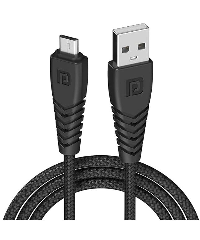 Portronics Konnect B Micro USB Cables For Fast Charging & Data Sync 3.0 Amp with PVC Heads I Nylon Braided I 1 mtr(Black)