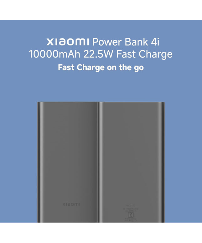 Xiaomi Power Bank 4i 10000mAh 22.5W Fast Charging PD | Power Delivery | QC 3.0|Type C Input & Output |Triple Output Ports|Classic Black|Supports Android and Apple, Tablets, Earbuds, Watches etc