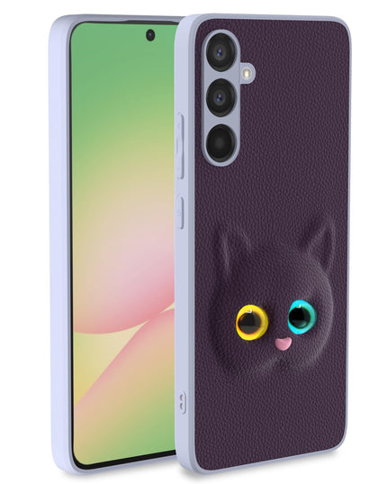 Pikkme Back Cover for Samsung Galaxy M56 5G | Cute Cat Leather Finish for Girls | Soft TPU | Bumper Case