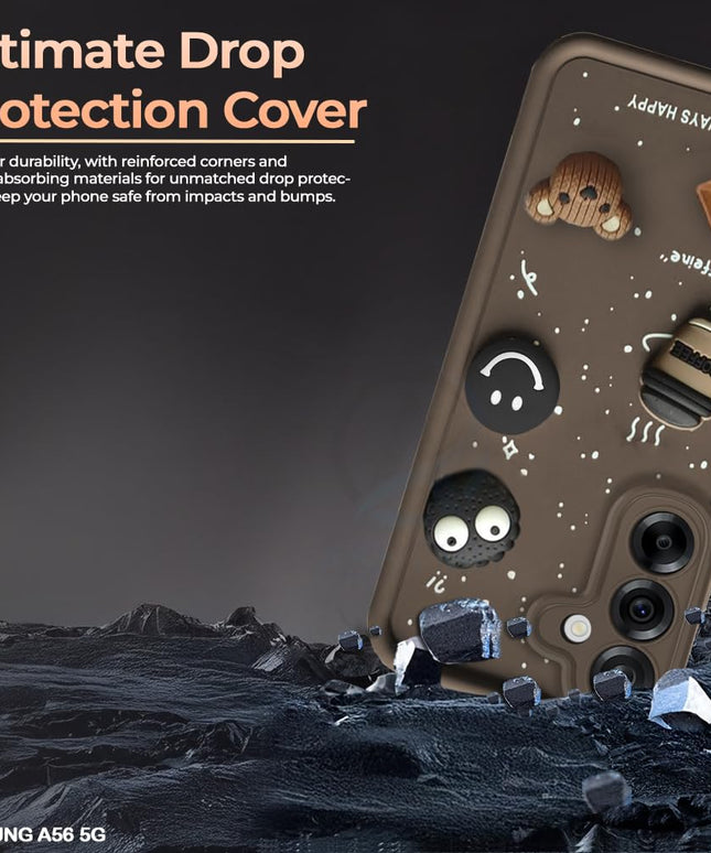 Back Case Cover for Samsung M56 5G | Cute Fun Cartoon 3D Ball | Coffee Silicone Case | Full Body Protection | Camera Protection Back Cover for Samsung M56 5G (Brown)