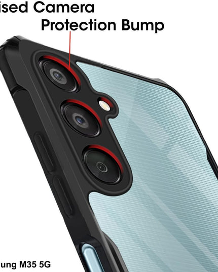 Shockproof Crystal Clear Back Cover Case for Samsung Galaxy M35 5G | 360 Degree Protection | Protective Design | Transparent Back Cover Case for Samsung M35 5G (PC & TPU, Black Bumper)