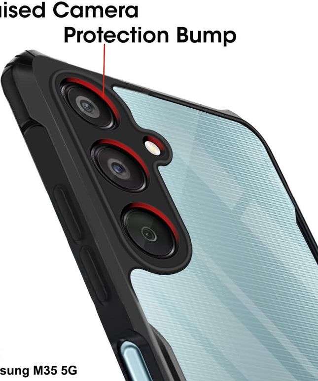 Shockproof Crystal Clear Back Cover Case for Samsung Galaxy M35 5G | 360 Degree Protection | Protective Design | Transparent Back Cover Case for Samsung M35 5G (PC & TPU, Black Bumper)