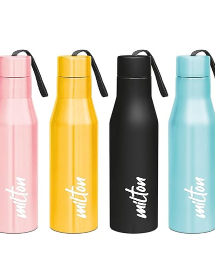 MILTON Super 500 Stainless Steel Water Bottle, 475 ml water bottles, Single walled, Leak-Proof, Rust-free Steel Bottle, Easy Grip, Easy to Carry, Travel Bottle,