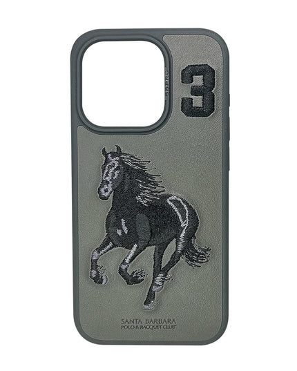 Oppo A78 4g Case, Boris Series of Horse Embroidery Designed Shockproof Protective Phone Case for Oppo A78 4g - Black/Grey