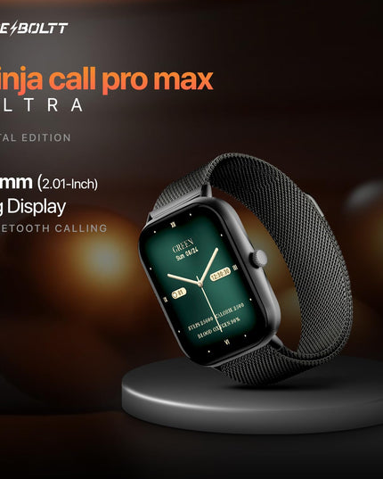 Fire-Boltt Ninja Call Pro Max Smart Watch 2.01 inch Display, Bluetooth Calling, 120+ Sports Modes, Health Suite, Voice Assistance (Black SS)