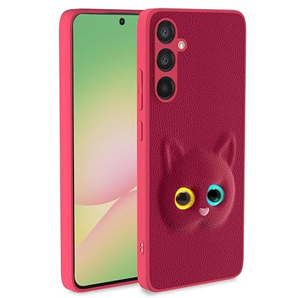 Pikkme Back Cover for Samsung Galaxy M56 5G | Cute Cat Leather Finish for Girls | Soft TPU | Bumper Case