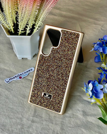 Swarovski Crystal Stone Premium Luxury Case Cover for Samsung (Samsung S24 ultra, Golden)