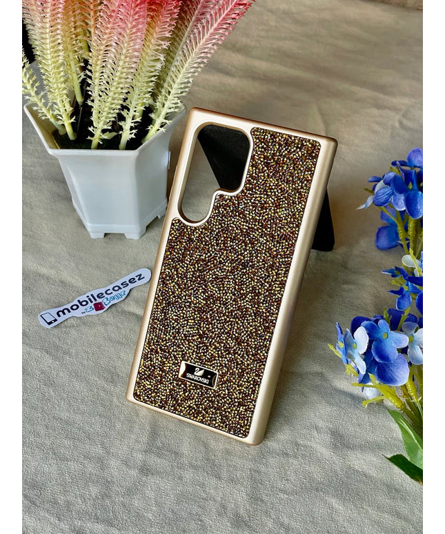 Swarovski Crystal Stone Premium Luxury Case Cover for Samsung (Samsung S24 ultra, Golden)