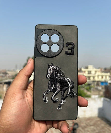 Motorola edge 50 fusion 5g Case, Boris Series of Horse Embroidery Designed Shockproof Protective Phone Case for Motorola edge 50 fusion 5g - Black/Grey