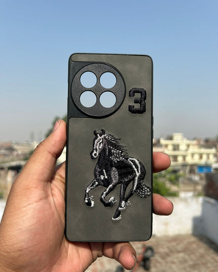 Motorola edge 50 fusion 5g Case, Boris Series of Horse Embroidery Designed Shockproof Protective Phone Case for Motorola edge 50 fusion 5g - Black/Grey