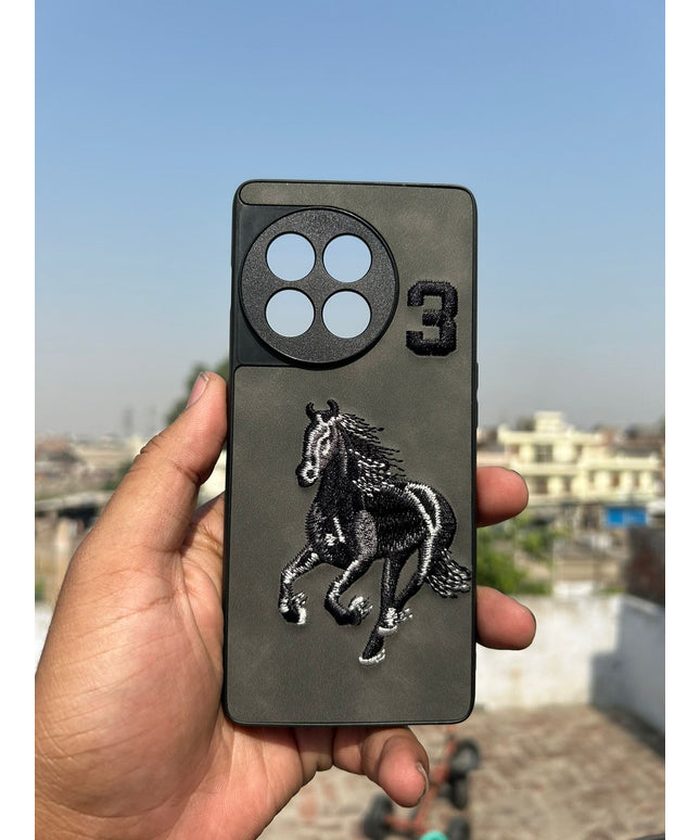 Motorola edge 50 fusion 5g Case, Boris Series of Horse Embroidery Designed Shockproof Protective Phone Case for Motorola edge 50 fusion 5g - Black/Grey
