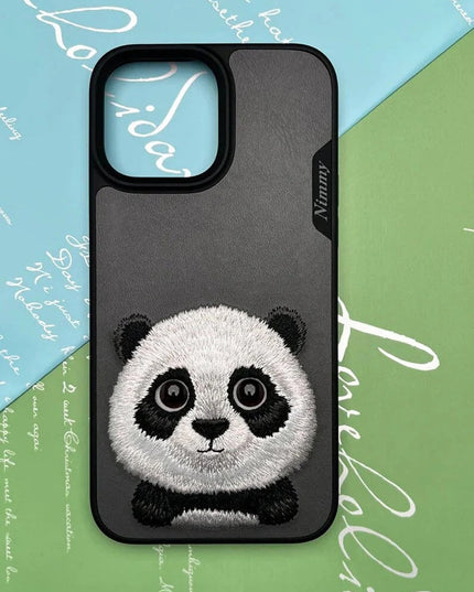 TREEMODA NIMMY Panda 3D Embroidery Leather Back Case Cover for iPhone .