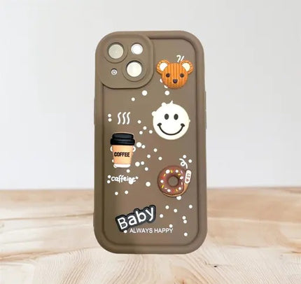 Bumper Case for Apple iPhone 13 | Cute Fun Cartoon 3D Bear Silicone Full Body Protection Back Cover (Brown)