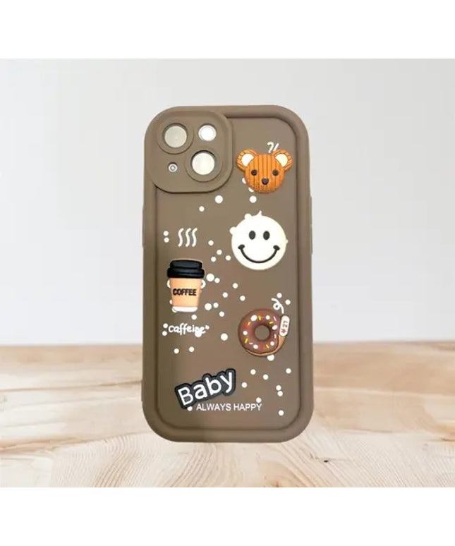 Bumper Case for Apple iPhone 13 | Cute Fun Cartoon 3D Bear Silicone Full Body Protection Back Cover (Brown)