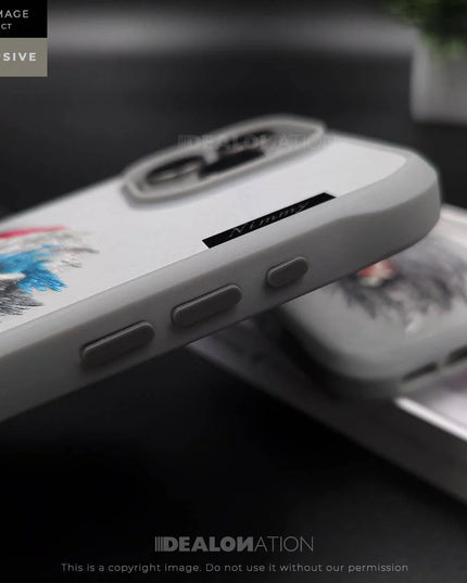iPhone 3D EMBROIDERED LEATHER LION CASE- Grey